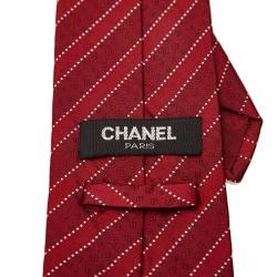 Chanel Red Printed Silk Tie