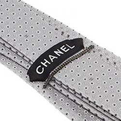 Chanel CC Steel Grey Textured Silk Tie
