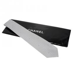 Chanel CC Steel Grey Textured Silk Tie