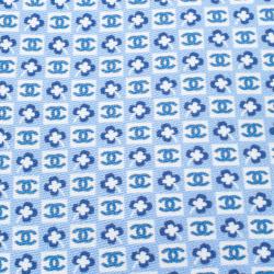 Pre Owned Chanel Light Blue CC And Clover Printed Silk Tie