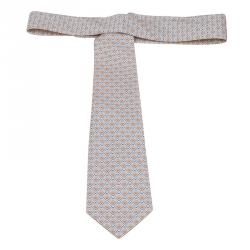 Chanel Beige CC Diamond Printed Silk Tie