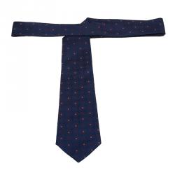 Chanel CC Navy Blue Textured Silk Tie