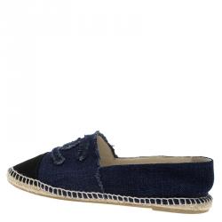 Chanel Black and Blue Canvas CC Espadrilles Size 41