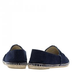 Chanel Black and Blue Canvas CC Espadrilles Size 41