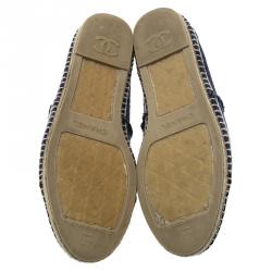 Chanel Black and Blue Canvas CC Espadrilles Size 41