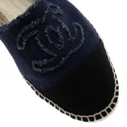 Chanel Black and Blue Canvas CC Espadrilles Size 41