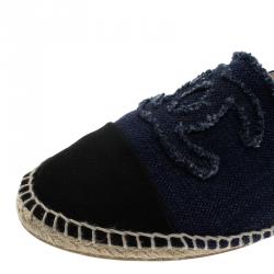 Chanel Black and Blue Canvas CC Espadrilles Size 41