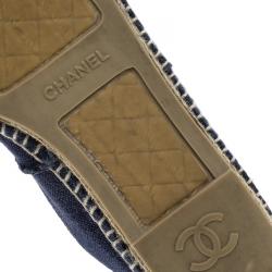 Chanel Black and Blue Canvas CC Espadrilles Size 41