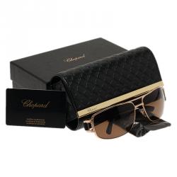 Pre Owned Chopard Gold and Brown SCH905 Sunglasses