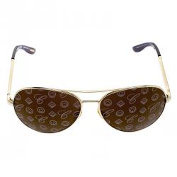 Pre Owned Chopard Gold SCH763 Monogram Lenses Unisex Aviators Sunglasses