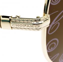 Pre Owned Chopard Gold SCH763 Monogram Lenses Unisex Aviators Sunglasses