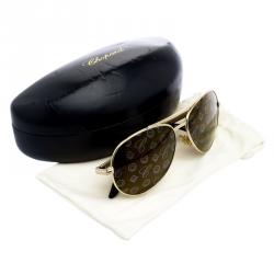 Pre Owned Chopard Gold SCH763 Monogram Lenses Unisex Aviators Sunglasses