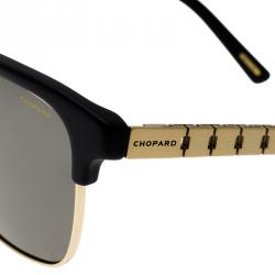 Chopard Matt Black & Gold Finish SCHB30 Polarized Sunglasses