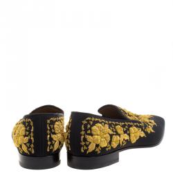 مملوكة مسبقًا حذاء سليبرز كريستيان لوبوتان أكاديميكوس كريب دو شاين سموكينغ مطرز أسود مقاس 44