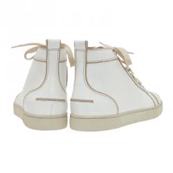 Pre Owned حذاء رياضي خفيف كريستيان لوبوتان لويز جلد أبيض مقاس 41