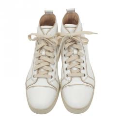 Pre Owned حذاء رياضي خفيف كريستيان لوبوتان لويز جلد أبيض مقاس 41