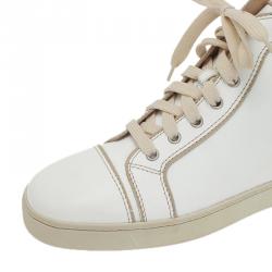 Pre Owned حذاء رياضي خفيف كريستيان لوبوتان لويز جلد أبيض مقاس 41