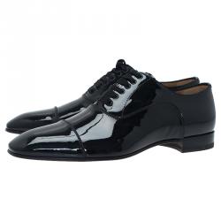 Pre Owned حذاء أوكسفورد فلات كر يستيان لوبوتان غريغو جلد لامع أسود مقاس 41