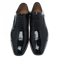 Pre Owned حذاء أوكسفورد فلات كريستيان لوبوتان غريغو جلد لامع أسود مقاس 41