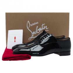 Pre Owned حذاء أوكسفورد فلات كريستيان لوبوتان غريغو جلد لامع أسود مقاس 41