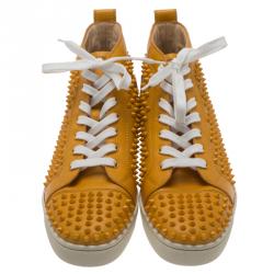 Christian Louboutin Yellow Spike Leather Louis High Top Sneakers Size 43.5