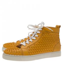 Christian Louboutin Yellow Spike Leather Louis High Top Sneakers Size 43.5