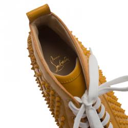 Christian Louboutin Yellow Spike Leather Louis High Top Sneakers Size 43.5