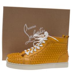 Christian Louboutin Yellow Spike Leather Louis High Top Sneakers Size 43.5