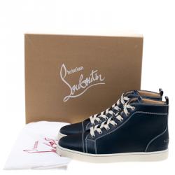 Christian Louboutin Navy Blue Leather Louis High Top Sneakers Size 41