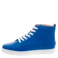 Christian Louboutin Persian Blue Leather Louis High Top Sneakers Size 41