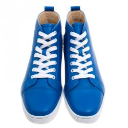 Christian Louboutin Persian Blue Leather Louis High Top Sneakers Size 41