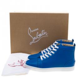 Christian Louboutin Persian Blue Leather Louis High Top Sneakers Size 41