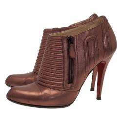 Pre Owned Christian Louboutin Purple Metallic Sigourney Ankle Boots Size 39.5