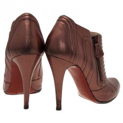 Pre Owned Christian Louboutin Purple Metallic Sigourney Ankle Boots Size 39.5