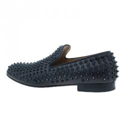 Pre Owned Christian Louboutin Black Rollerboy Spikes Smoking Slippers Size 43