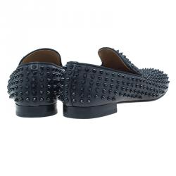 Pre Owned Christian Louboutin Black Rollerboy Spikes Smoking Slippers Size 43