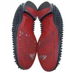 Pre Owned Christian Louboutin Black Rollerboy Spikes Smoking Slippers Size 43
