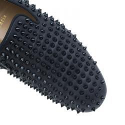 Pre Owned Christian Louboutin Black Rollerboy Spikes Smoking Slippers Size 43