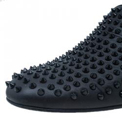 Pre Owned Christian Louboutin Black Rollerboy Spikes Smoking Slippers Size 43