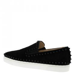 Pre Owned Christian Louboutin Black Suede Pik Boat Skater Sneakers Size 40