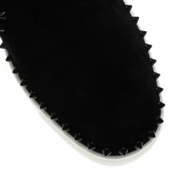 Pre Owned Christian Louboutin Black Suede Pik Boat Skater Sneakers Size 40