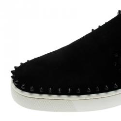 Pre Owned Christian Louboutin Black Suede Pik Boat Skater Sneakers Size 40