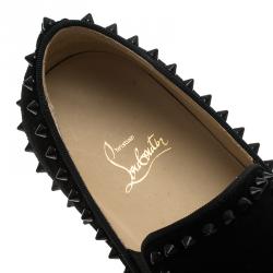 Pre Owned Christian Louboutin Black Suede Pik Boat Skater Sneakers Size 40