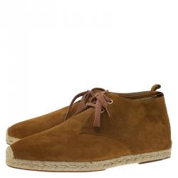 Pre Owned Christian Louboutin Brown Suede Alentejohn Lace Up Espadrille Boots Size 43