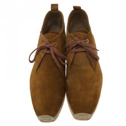 Pre Owned Christian Louboutin Brown Suede Alentejohn Lace Up Espadrille Boots Size 43