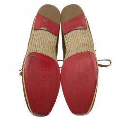 Pre Owned Christian Louboutin Brown Suede Alentejohn Lace Up Espadrille Boots Size 43