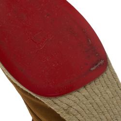 Pre Owned Christian Louboutin Brown Suede Alentejohn Lace Up Espadrille Boots Size 43