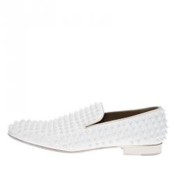 Christian Louboutin White Spiked Leather Dandelion Slip-On Size 42.5