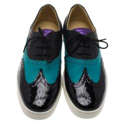 مملوكة مسبقًا Christian Louboutin Tricolor Glitter Brogue Leather Golfito Sneakers Size 42.5