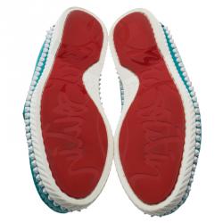 Christian Louboutin Turquoise Spike Leather Yacht Loafers Size 41.5